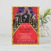 Red Carpet Hollywood Glitter Sweet 16 Invite Kaart (Staand voorkant)