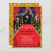 Red Carpet Hollywood Glitter Sweet 16 Invite Kaart (Voorkant / Achterkant)