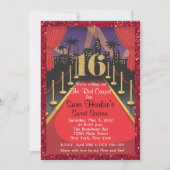 Red Carpet Hollywood Glitter Sweet 16 Uitnodiging (Voorkant)