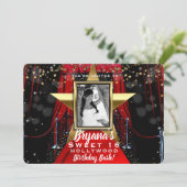 Red Carpet Hollywood Gold Stars Fotofeest Kaart (Staand voorkant)