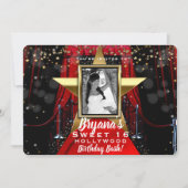 Red Carpet Hollywood Gold Stars Fotofeest Kaart (Voorkant)