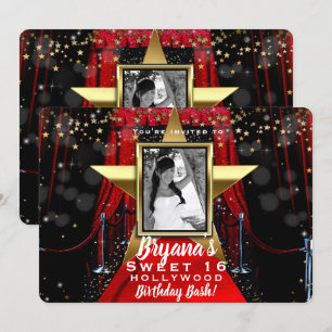 Red Carpet Hollywood Gold Stars Fotofeest Kaart