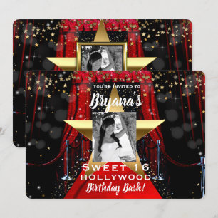 Red Carpet Hollywood Gold Stars Fotofeest Kaart