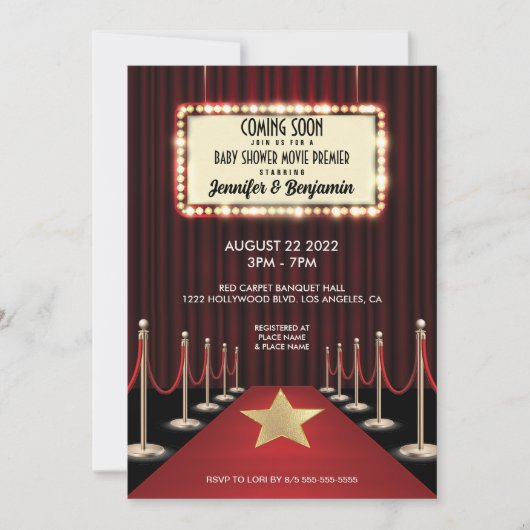 Red Carpet Hollywood Movie Premiere Baby shower Kaart (Voorkant)