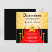Red Carpet Hollywood Quinceanera Birthday Party Kaart (Voorkant / Achterkant)