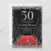Red Carpet Hollywood Silver Glitter 50e verjaardag Kaart (Voorkant)