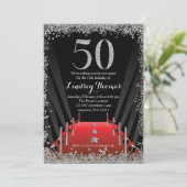 Red Carpet Hollywood Silver Glitter 50e verjaardag Kaart (Staand voorkant)