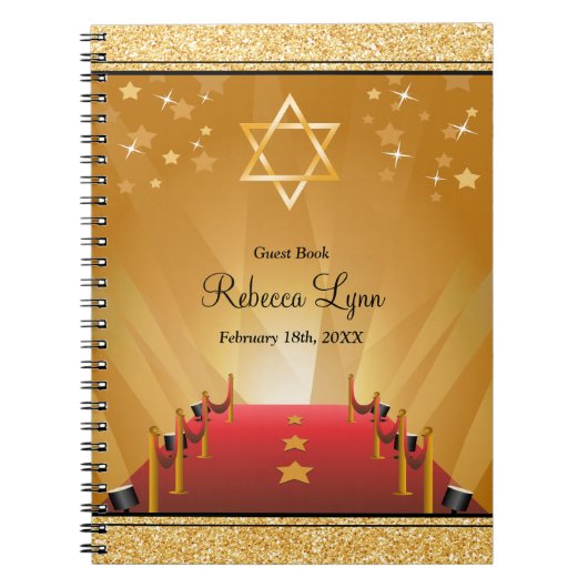 Red Carpet Hollywood Star Bat Mitzvah Guest Book Notitieboek (Voorkant)