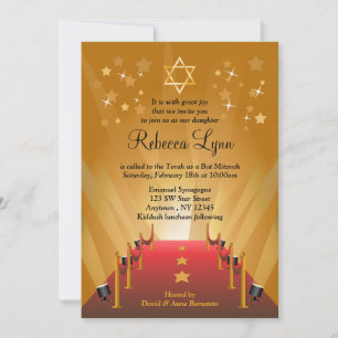 Red Carpet Hollywood Star Bat Mitzvah Kaart