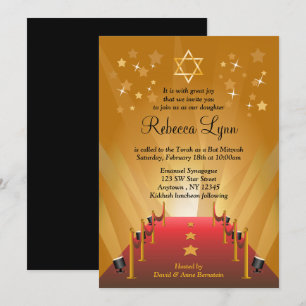 Red Carpet Hollywood Star Bat Mitzvah Kaart