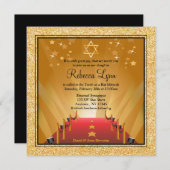 Red Carpet Hollywood Star Bat Mitzvah Kaart (Voorkant / Achterkant)