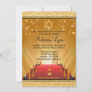 Red Carpet Hollywood Star Bat Mitzvah Kaart