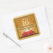 Red Carpet Hollywood Star Gold Sweet 16 Favor Vierkante Sticker (Envelop)