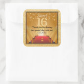 Red Carpet Hollywood Star Gold Sweet 16 Favor Vierkante Sticker (Tas)