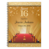 Red Carpet Hollywood Star Gold Sweet 16 Guest Book Notitieboek (Voorkant)