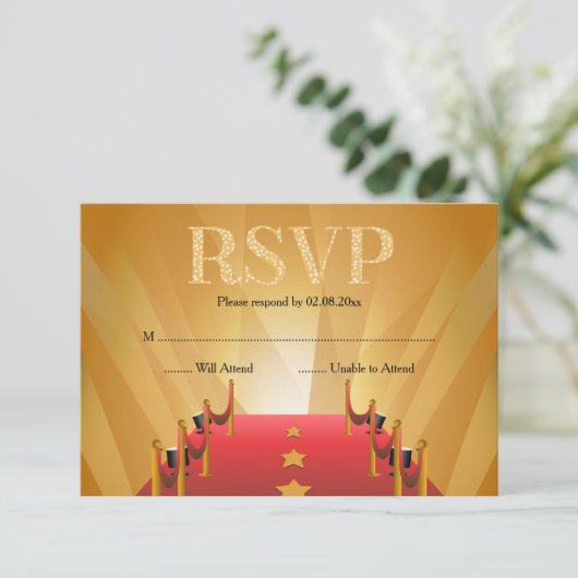 Red Carpet Hollywood Star RSVP Kaartje (Staand voorkant)