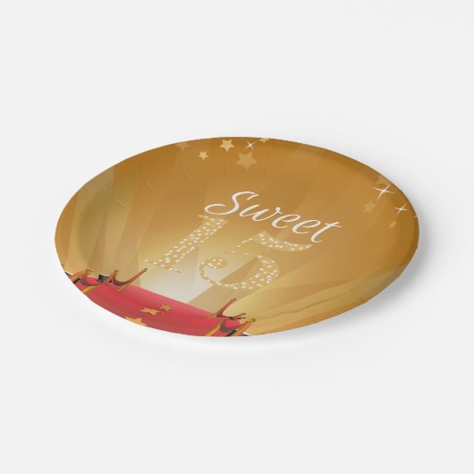 Red Carpet Hollywood Star Sweet 15 Birthday Papieren Bordje (Gekanteld)