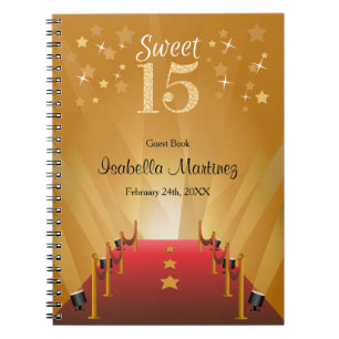 Red Carpet Hollywood Star Sweet 15 Guest Book Notitieboek