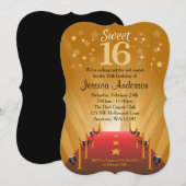 Red Carpet Hollywood Star Sweet 16 Birthday Kaart (Voorkant / Achterkant)