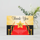 Red Carpet Hollywood Sweet 16 Bedankkaart (Staand voorkant)