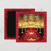 Red Carpet Hollywood Sweet 16 Birthday Invite Kaart (Voorkant / Achterkant)