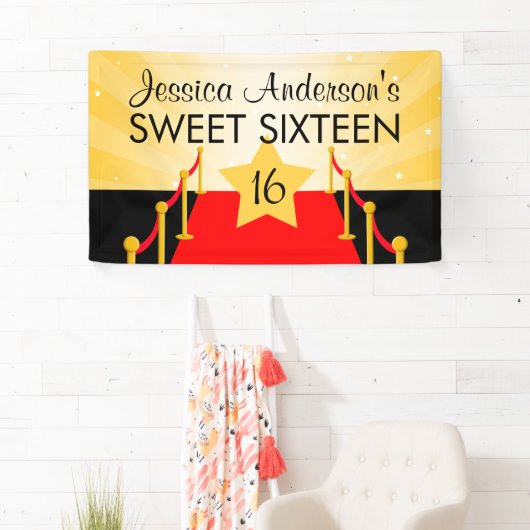 Red Carpet Hollywood Sweet 16 Birthday Party Spandoek (Insitu)
