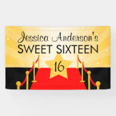 Red Carpet Hollywood Sweet 16 Birthday Party Spandoek (Horizontaal)