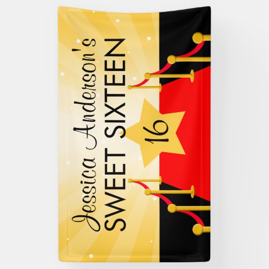 Red Carpet Hollywood Sweet 16 Birthday Party Spandoek (Verticaal)