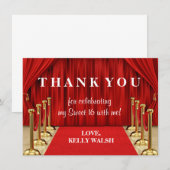 Red Carpet Hollywood Sweet 16 Dank je wel Bedankkaart (Voorkant / Achterkant)