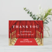 Red Carpet Hollywood Sweet 16 Dank je wel Bedankkaart (Staand voorkant)