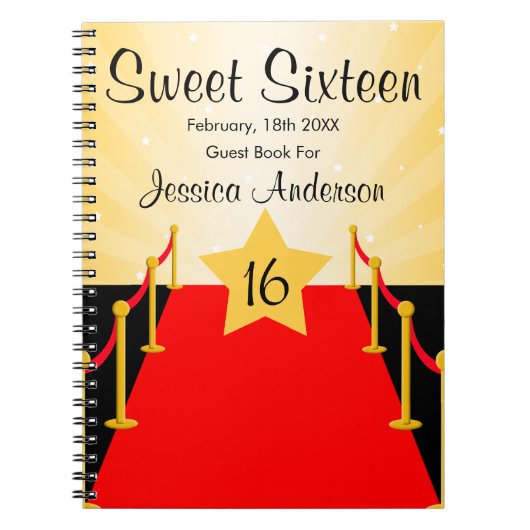 Red Carpet Hollywood Sweet 16 Guest Book Notitieboek (Voorkant)