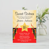 Red Carpet Hollywood Sweet 16 Verjaardagsfeestje Kaart (Staand voorkant)