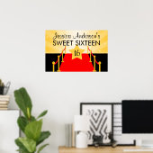 Red Carpet Hollywood Sweet 16 Verjaardagsfeestje Poster (Thuiskantoor)