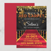 Red Carpet Hollywood verjaardagsfeestje uitnodigin Kaart (Voorkant / Achterkant)