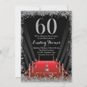 Red Carpet Hollywood Zilveren Glitter 60ste verjaa Kaart (Voorkant)
