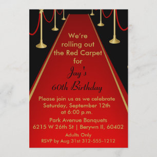 Red Carpet Invitation Hollywood Theme Sweet 16 Kaart