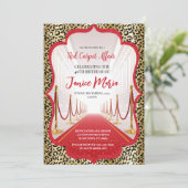 Red Carpet Leopard Birthday Invitation Kaart (Staand voorkant)