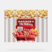 Red Carpet Movie Night Custom Welkom Verjaardag Acryl Bord (Voorkant)