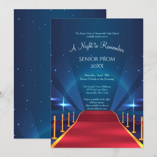 Red Carpet Prom-uitnodigingen Kaart (Voorkant / Achterkant)