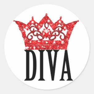 Red Carpet Tiara DIVA-stickers Ronde Sticker