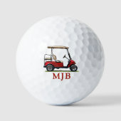 Red Cart Golfer Personalized 3 Initial Monogram Golfballen (Voorkant)