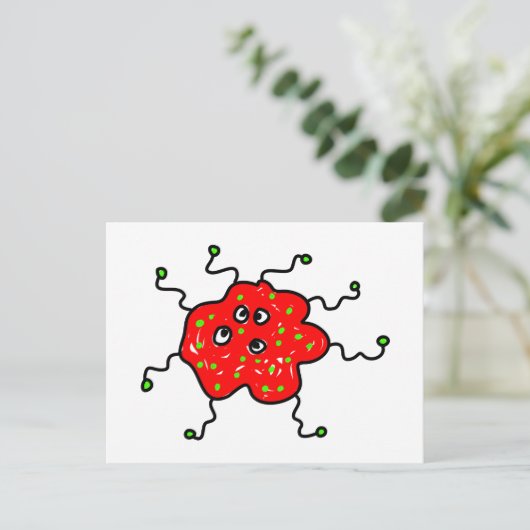 Red Cartoon Germ Briefkaart (Staand voorkant)