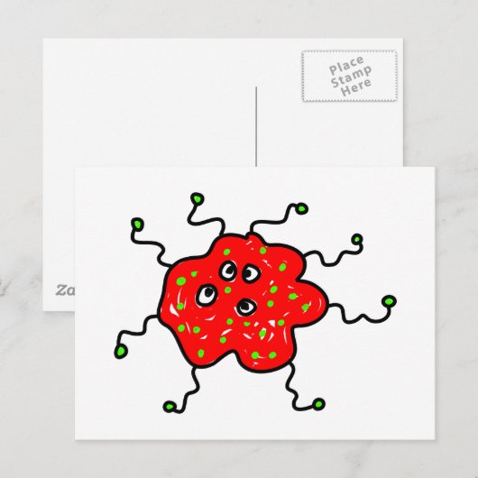 Red Cartoon Germ Briefkaart (Voorkant / Achterkant)