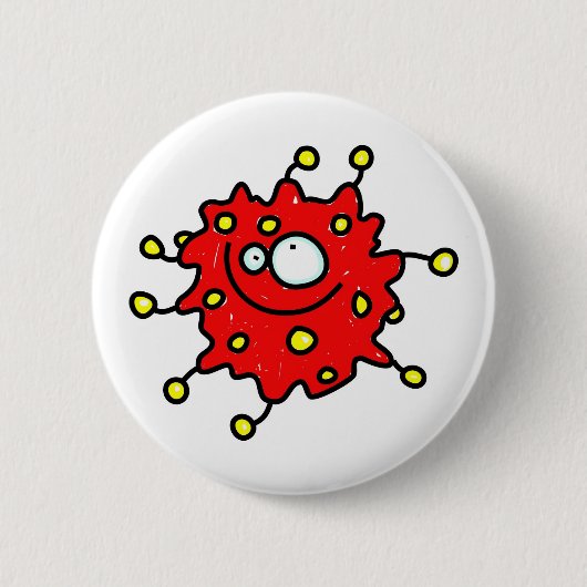 Red Cartoon Germ Ronde Button 5,7 Cm (Voorkant)