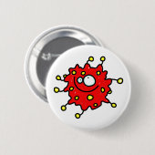 Red Cartoon Germ Ronde Button 5,7 Cm (Voorkant /achterkant)