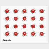Red Cartoon Germ Ronde Sticker (Vel)