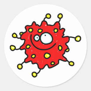 Red Cartoon Germ Ronde Sticker