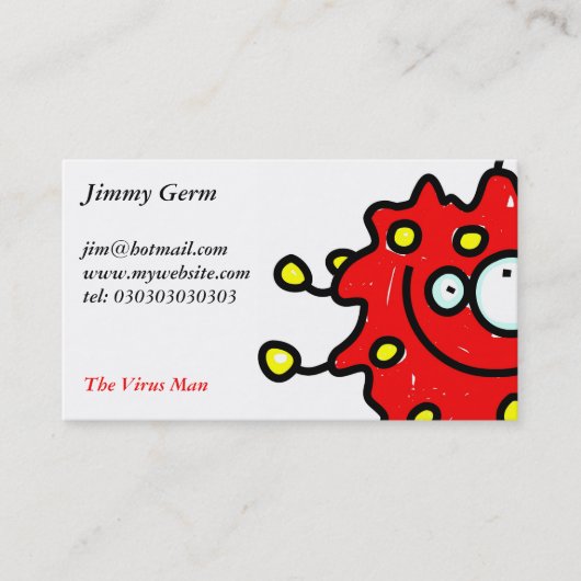 Red Cartoon Germ Visitekaartje (Voorkant)