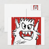 Red Cartoon Monster Briefkaart (Voorkant / Achterkant)