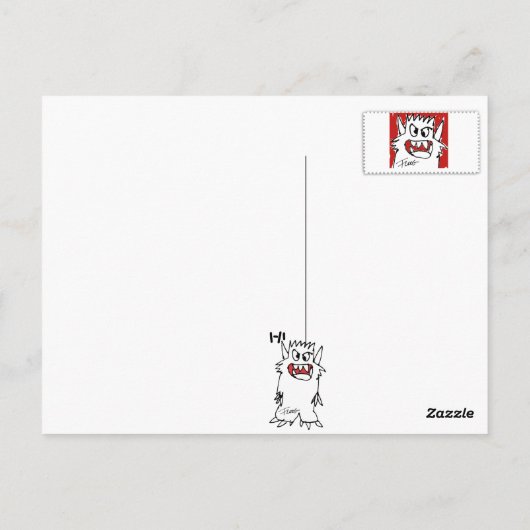 Red Cartoon Monster Briefkaart (Achterkant)